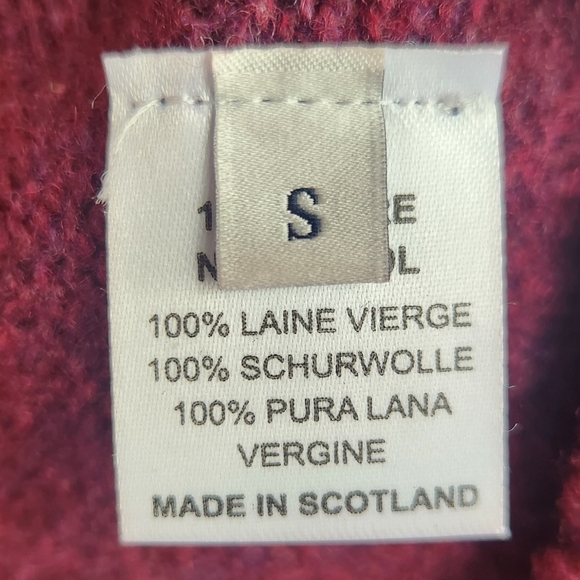 Officine Générale Men’s Scotland Striped Pure New Wool Sweater Burgundy Plum S - Picture 9 of 11